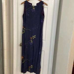 Vintage Karin Stevens Dark Floral Maxi Tank Dress Sz 8 EUC